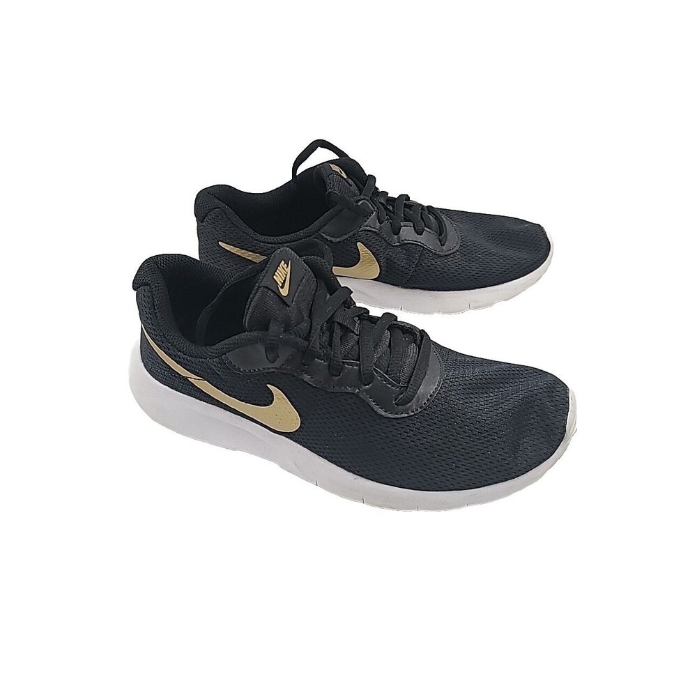Nike Tanjun GS Low Top Trainers US 5.5Y EU 38 818381-016 Black Gold